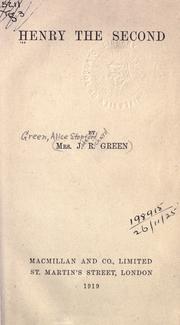 Cover of Henry the Second by Alice Stopford Green