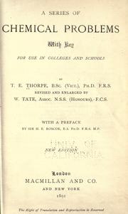Cover of A series of chemical problems with key for use in colleges and schools by Thorpe, T. E. Sir