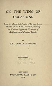 Front cover of On the wing of occasions by Joel Chandler Harris
