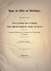 Front cover of Nānak, der stifter der sikh-religion by Ernst Trumpp