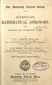 Cover of Elementary mathematical astronomy by Crossley William Crosby Barlow