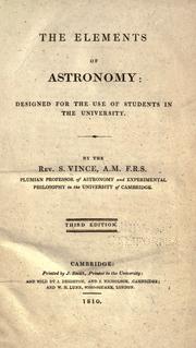 Front cover of The elements of astronomy by Samuel Vince