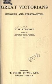 Front cover of Great Victorians by T. H. S. Escott