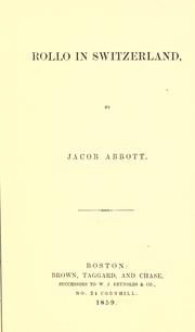 Front cover of Rollo in Switzerland by Jacob Abbott