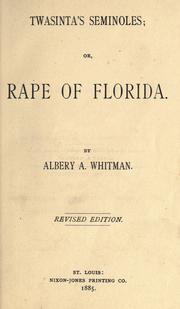 Front cover of Twasinta's Seminoles by Albery Allson Whitman