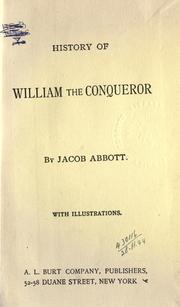 Cover of History of William the Conqueror by Jacob Abbott