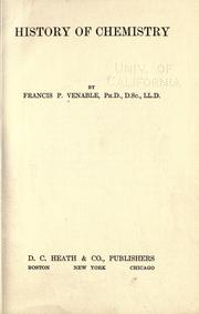 Front cover of History of chemistry by F. P. Venable