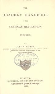 Cover of The reader's handbook of the American Revolution, 1761-1783 by Justin Winsor