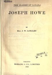Cover of Joseph Howe by J. W. Longley