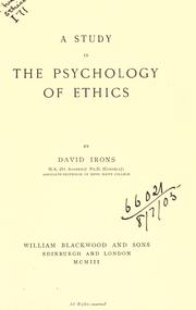 Front cover of A study in the psychology of ethics by Irons, David.