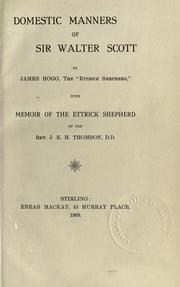 Front cover of Domestic manners of Sir Walter Scott by James Hogg