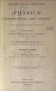 Cover of Elementary treatise on physics, experimental and applied by Adolphe Ganot