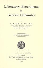 Front cover of Laboratory experiments in general chemistry by Henry Briggs North