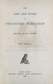 Front cover of The life and poems of Theodore Winthrop by Theodore Winthrop
