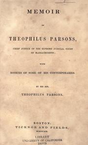 Front cover of Memoir of Theophilus Parsons by Parsons, Theophilus