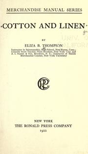Front cover of Cotton and linen by Eliza Bailey Thompson