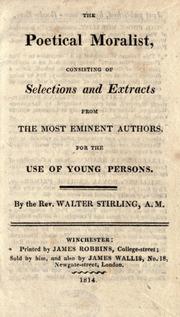 Front cover of The poetical moralist by Walter Stirling