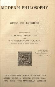 Front cover of Modern philosophy by Guido De Ruggiero