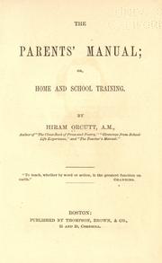Front cover of The parents' manual by Hiram Orcutt