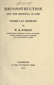 Front cover of Reconstruction and the renewal of life by William Ritchie Sorley
