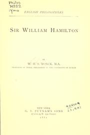 Front cover of Sir William Hamilton by William Henry Stanley Monck