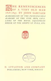 Front cover of The reminiscences of a very old man, 1808-1897 by John Sartain
