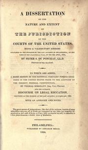 Cover of A dissertation on the nature and extent of the jurisdiction of the courts of the United States by Peter Stephen Du Ponceau