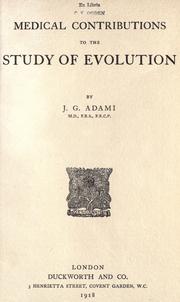 Cover of Medical contributions to the study of evolution by J. George Adami