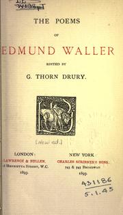Cover of Poems by Edmund Waller