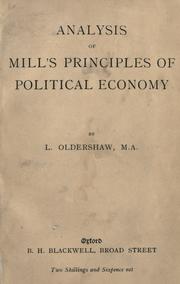 Front cover of Analysis of Mill's Principles of political economy by Lucian Robert Frederic Oldershaw