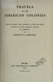 Front cover of Travels in the American colonies by Newton Dennison Mereness