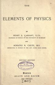 Front cover of The elements of physics by Henry S. Carhart