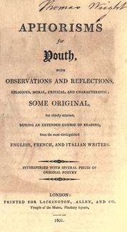 Cover of Aphorisms for youth by Unknown