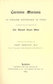 Cover of Carmina Mariana by Shipley, Orby