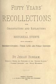 Front cover of Fifty years' recollections with observations and reflections on historical events by Jeriah Bonham