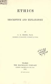 Cover of Ethics, descriptive and explanatory by Sidney Edward Mezes