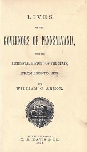 Front cover of Lives of the governors of Pennsylvania by William Crawford Armor