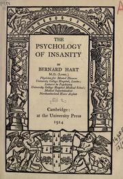 Front cover of The psychology of insanity by Bernard Hart