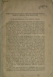 Cover of Some considerations on the advantages we may hope to derive from education by William Kingsford