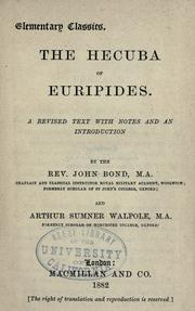 Front cover of The  Hecuba of Euripides by Euripides
