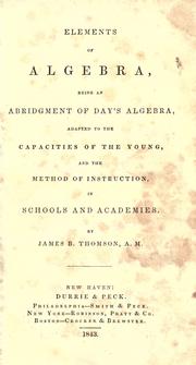 Front cover of Elements of algebra by Jeremiah Day