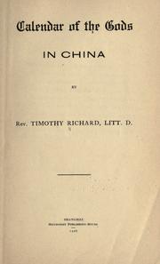 Cover of Calendar of the gods in China by Richard, Timothy