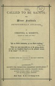 Cover of Called to be saints by Christina Georgina Rosetti