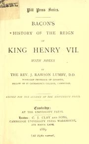 Front cover of History of the reign of King Henry VII by Francis Bacon