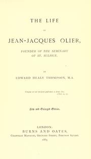 Front cover of The life of Jean-Jacques Olier by Edward Healy Thompson