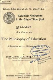 Front cover of Syllabus of a course on the philosophy of education by John Angus MacVannel