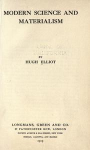 Cover of Modern science and materialism by Hugh Samuel Roger Elliot