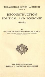 Front cover of Reconstruction, political and economic, 1865-1877 by William Archibald Dunning