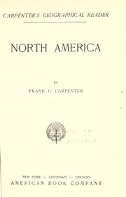 Front cover of Carpenter's geographical reader; North America by Frank G. Carpenter