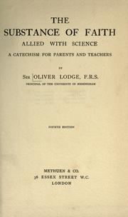 Front cover of The substance of faith allied with science by Oliver Lodge